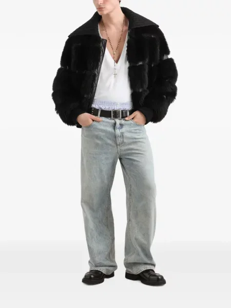 Geacă bomber Dolce & Gabbana cu blană negru