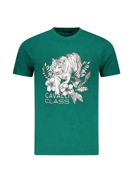 Tricou Cavalli Class cu model floral cu imagine verde