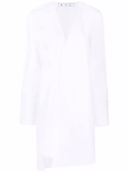 Rochie tip cămașă Off-white lungă de costum alb
