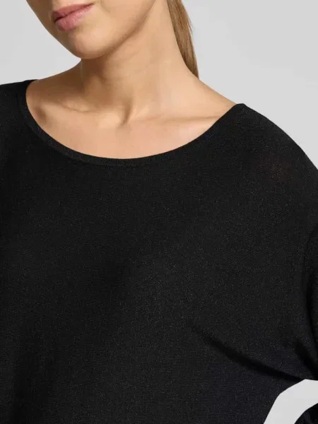 Sweter o luźnym kroju z mieszanki w dzianinowym stylu Comma czarny