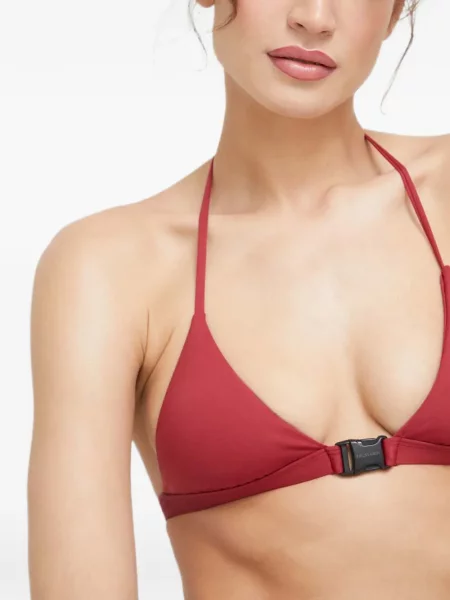 Top Trussardi cu cataramă cu gât halter roșu