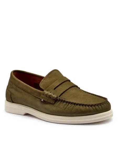 Tommy Hilfiger Bőr loafer cipők NUBUCK khaki