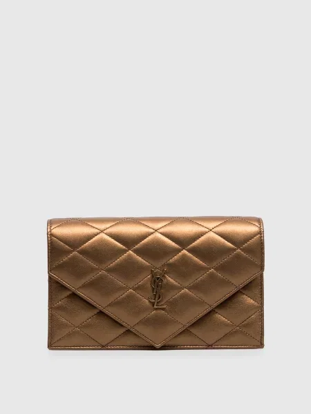 Кожаный клатч Saint Laurent коричневый