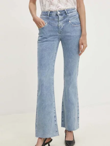 Дънки Answear Lab с висока талия синьо