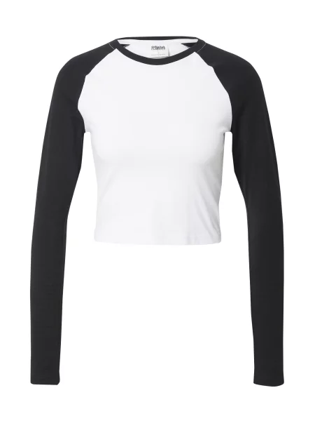 Tricou Urban Classics cu mâneci lungi retro alb