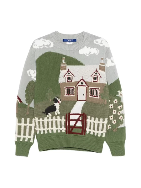 Dzianinowy sweter Junya Watanabe z nadrukiem