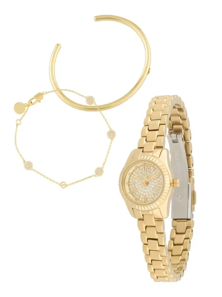 Michael Kors ceas și bratari auriu