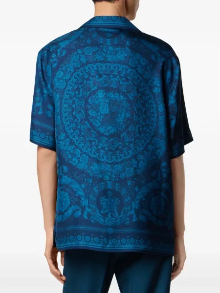 Cămașă Versace cu imagine scurtă albastru