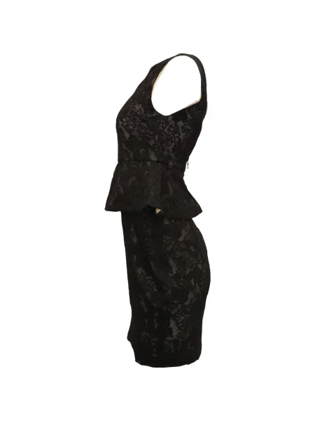 Cu peplum rochie mini Alice + Olivia din dantelă de costum negru