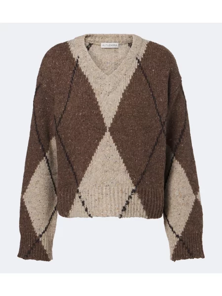 Pulover Altuzarra de lână cu model argyle maro