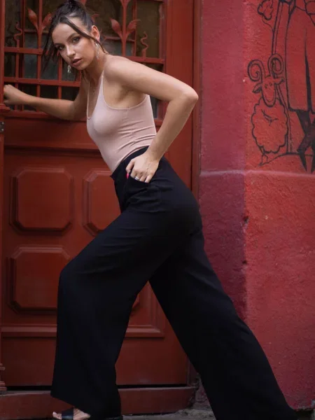 Лляні Штани палаццо LadyLike чорний