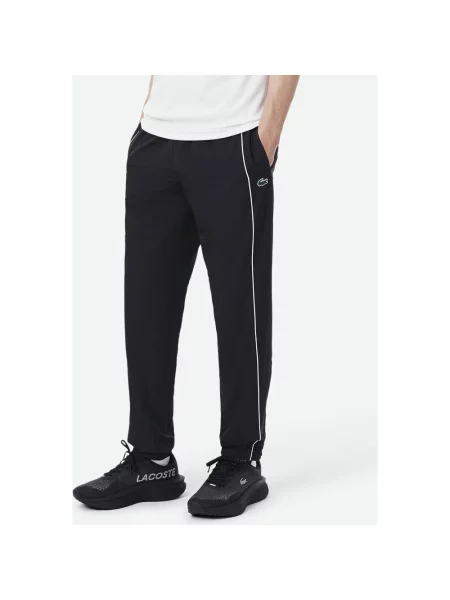 Długie spodnie Lacoste Water-Repellent trim accent czarny XS biały