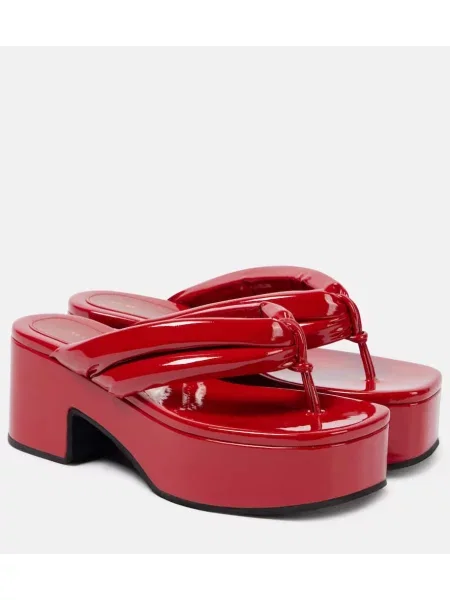 Chiloți tanga Dries Van Noten din piele de lac roșu