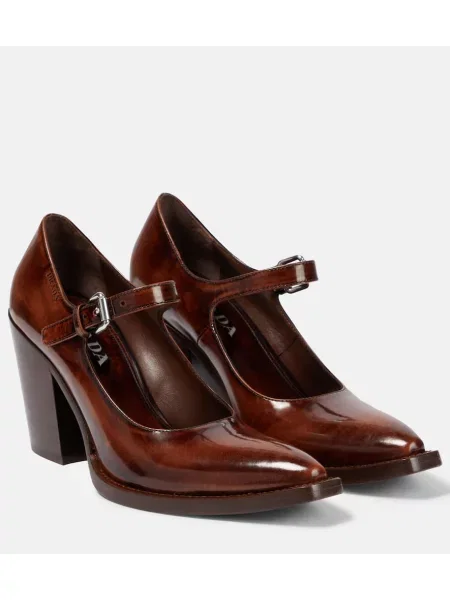 Usnjene salonarji Prada rjava