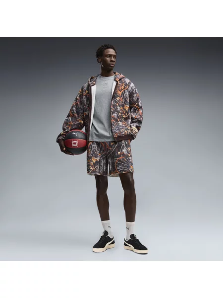 PUMA MÄ™skie luÅºne szorty do koszykÃ³wki Dylan Wildcat Printed 6" Akcesoria BrÄ…zowy S