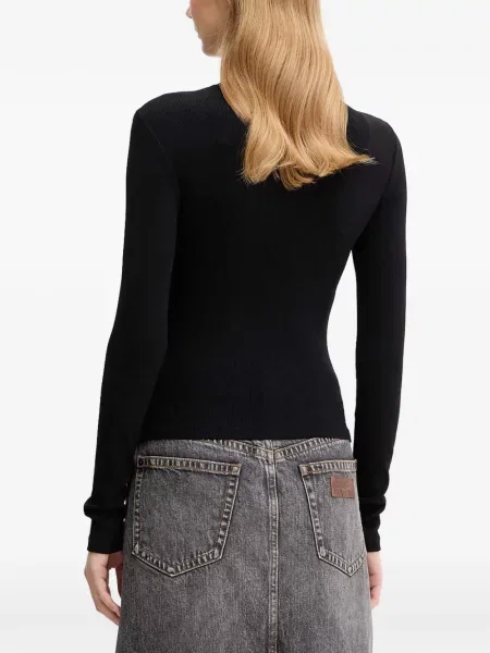 Top La Mania tricotate cu imagine negru