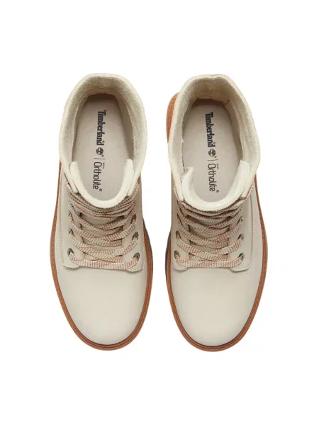 Botki Timberland sznurowane skórzane w miejskim stylu beżowe