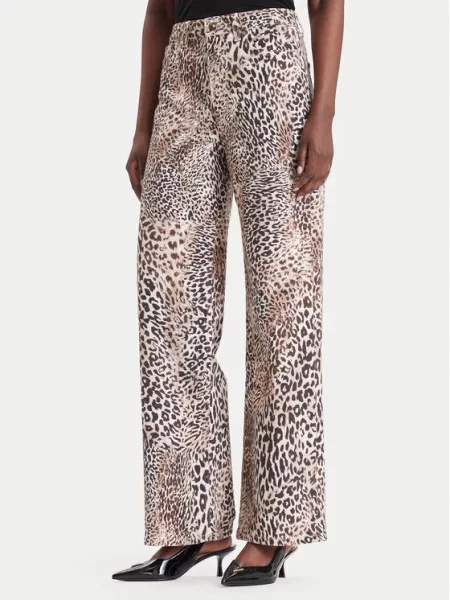 Guess Jeans hlače Wide Leg rjava