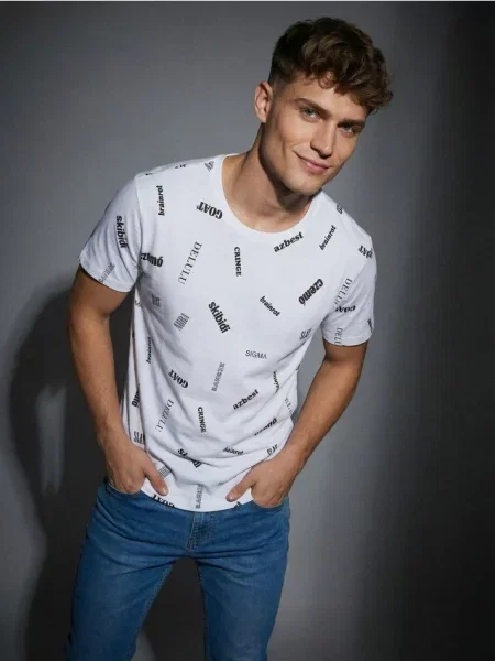 Sinsay koszulka ze wzorem biały