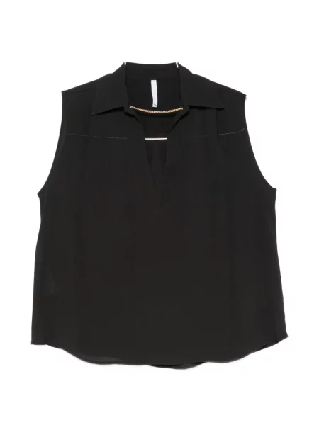 Top Imperial fără mâneci cu decolteu în V negru