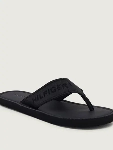Șlapi Tommy Hilfiger din piele negru