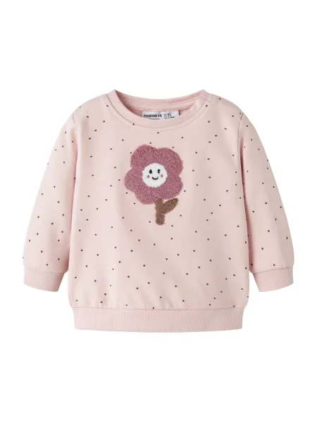 NAME IT Sweater majica NBFLuelle smeđa / ružičasto crvena / pastelno roza bijela