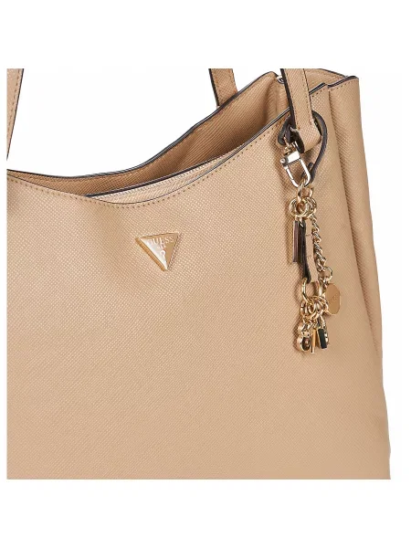 Shopper kabelka Guess z ekologickej kože béžová