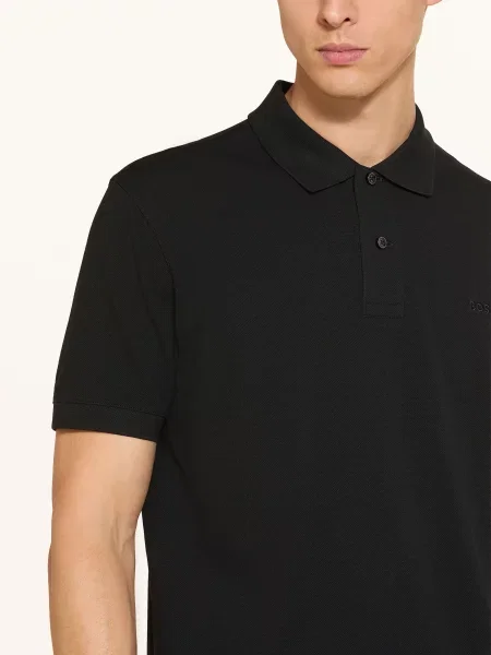 Boss Koszulka Polo Z Pikowanym Wzorem Pallas Regular Fit schwarz czarna