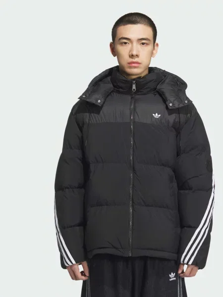 Переработанный пуховик Adidas черный