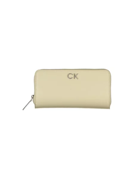 Lniany portfel Calvin Klein elegancki beżowy