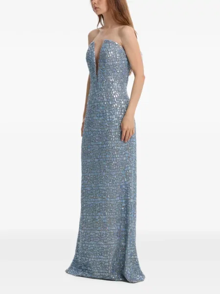 Rochie maxi Dina Melwani plasă albastru