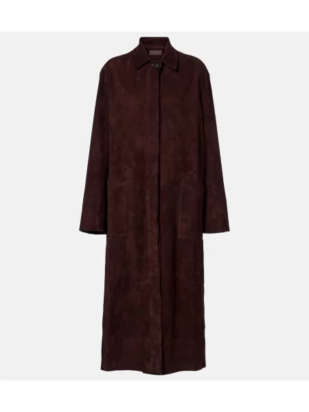 Palton Stouls din piele de căprioară maro