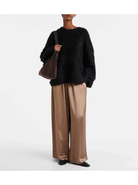 Pantaloni Toteme din satin bej