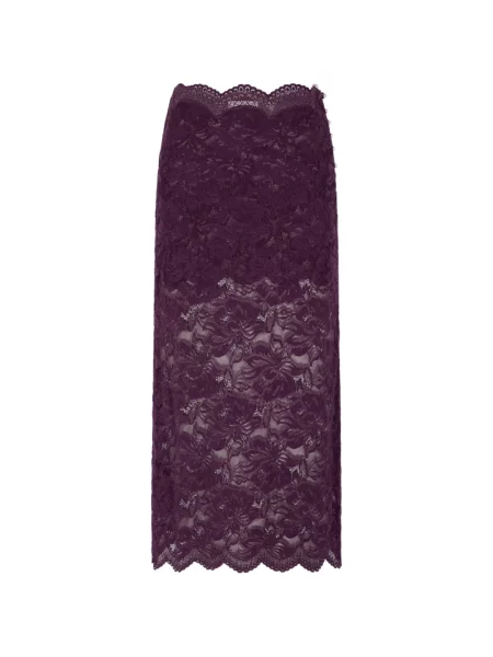 Fustă midi Rabanne din dantelă violet