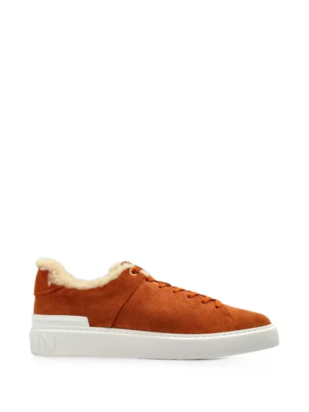 Sneakerși Balmain din piele de oaie maro