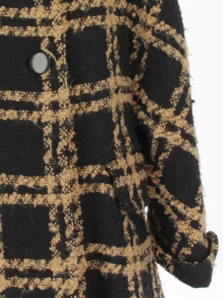 Vlněný kostkovaný retro kabát A.n.g.e.l.o. Vintage Cult černý