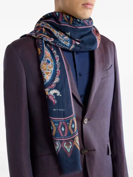 Fular Etro cu model floral albastru