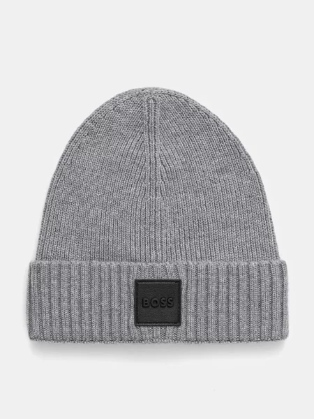 Вълнена шапка BOSS Flavio сиво