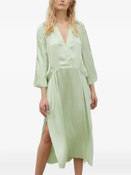 Rochie midi Day Birger Et Mikkelsen cu decolteu în V până la genunchi de costum verde