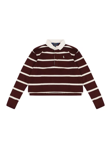Dzianinowa koszulka polo Ralph Lauren w paski czerwona
