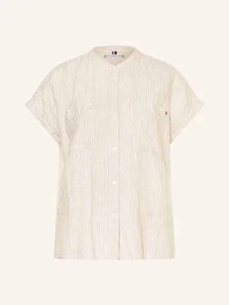 Tommy Hilfiger Bluzka Z Lnu beige beżowa