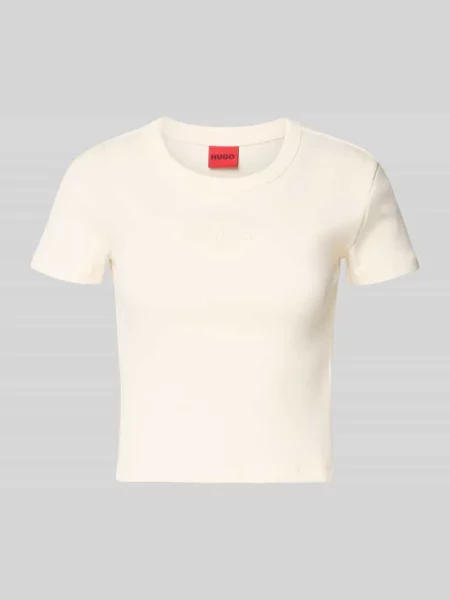 T-shirt o kroju slim fit z mieszanki bawełny model DELANOR' Hugo beżowa