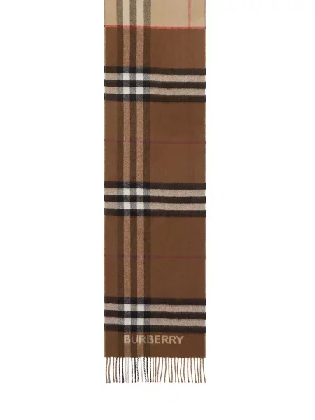 Szal Burberry z kaszmiru w kratkę brązowa