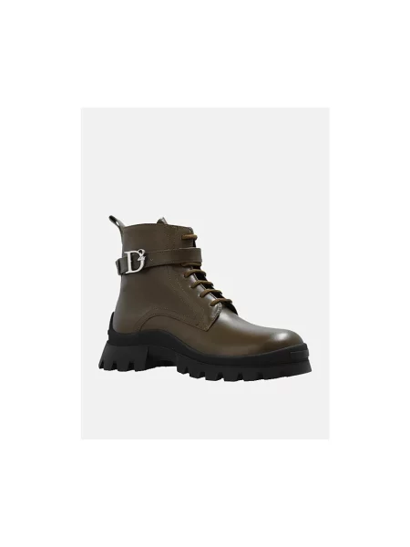 Buty trekkingowe Dsquared2 skórzane trekkingowe zielone