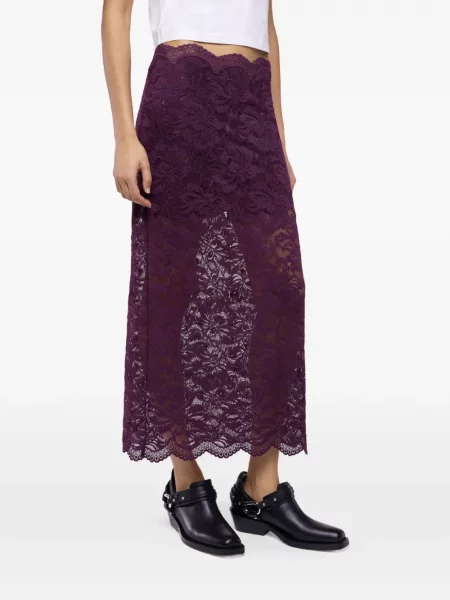 Fustă midi Rabanne din dantelă violet