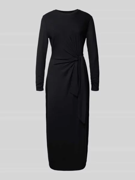 Sukienka casualowa taliowana ze zintegrowanym wiązanym paskiem model ‘ERLOT’ Boss Orange czarna