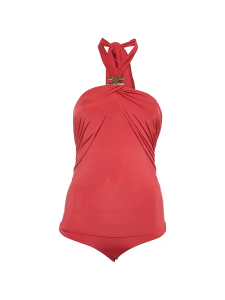 Body Elisabetta Franchi cu volane cu gât halter roșu
