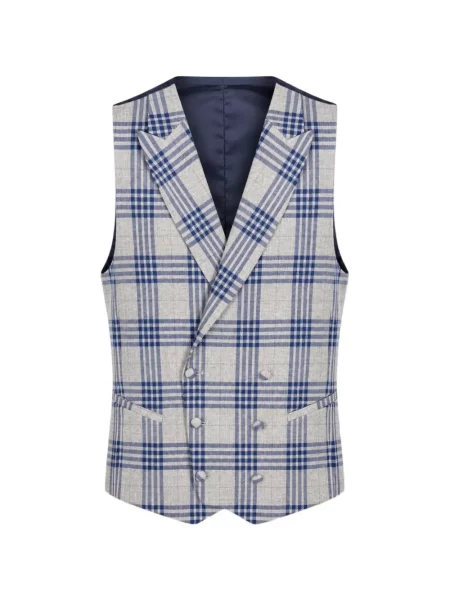 Vestă Etiem Textil S.l. în carouri cu două rânduri de nasturi gri
