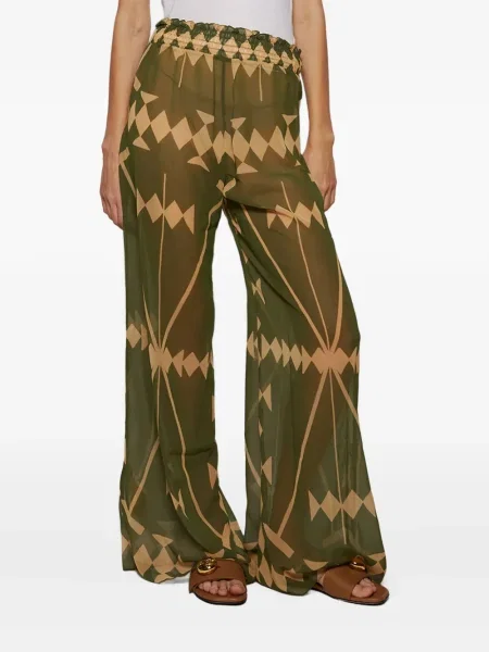 Pantaloni Johanna Ortiz cu imagine cu imprimeu geometric verde