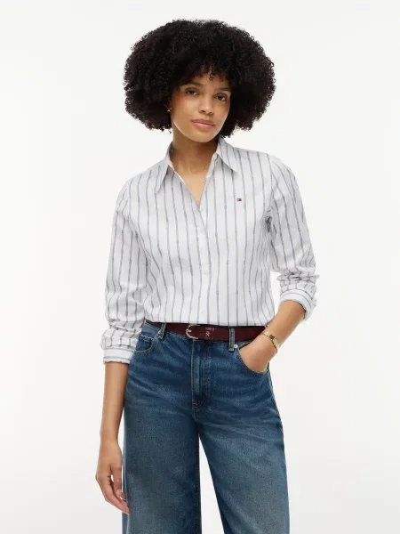 TOMMY HILFIGER Blúzka tmavomodrá biela